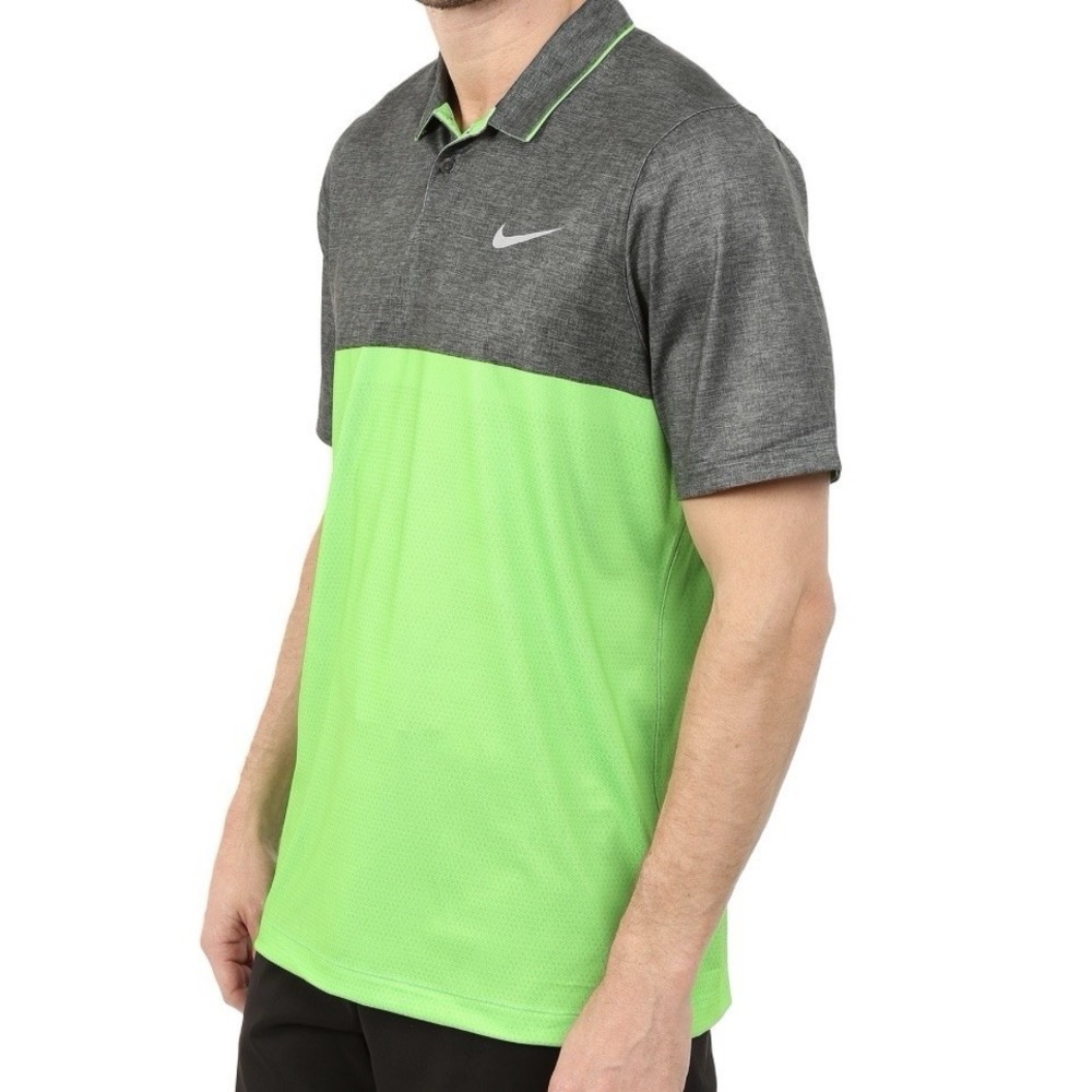Nike Polo Shirt  Mens XL Green Gray Colorblock Golf Dri-FIT  Tour Performance
